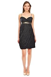 Ruched Crinkled Metallic/Silk Party Dress 