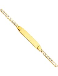 14k Gold 6"" Pave Curb Link Child ID Bracelet