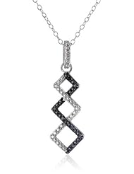 Sterling Silver Black Diamond Zig Zag Pendant Necklace (1/15 cttw)