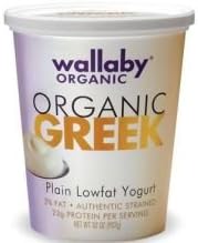 Wallaby Yogurt Company Organic Plain Greek Lowfat Yogurt, 32 Fluid Ounce -- 6 per case.
