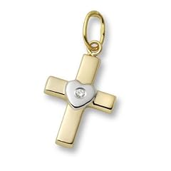 Miore-Joven Kreuzanh�nger 18ct/750 Gelb-/Wei�gold mit Herz und Brillant ca.0,01ct MA88P
