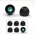 3 Pair, Size Medium, Black + Green - Earphones Plus Brand Replacement Ear Cushions, Earbuds for most Sony MDR, Creative, P...