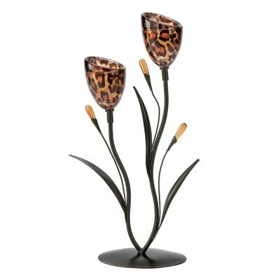 Leopard Lily Double Candleholder Home Decor