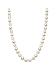14K Yellow Gold 8-8.5mm AA Quality White Freshwater Pearl Strand Necklace, 18 Inch