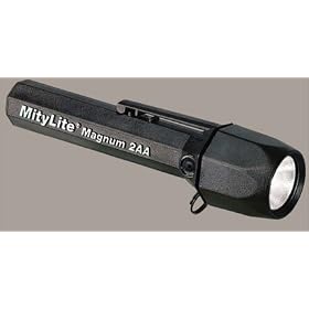 SELTS Pelican MityLite Magnum Flashlight; 2 AA; Chemical-Resistant Xenoy Resin; 5-1/8 in. L; Black