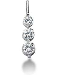 1.25 ctw Diamond 3 stone Pendant With Chain 14k Gold,pd1090