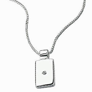 Silver Diamond Set Baby Dog Tag
