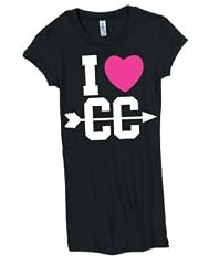 I heart (Love) Cross Country Juniors Slim Fit Black T-shirt
