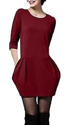 Spring Above the Knee Round Neck Mini Dress 