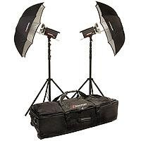 Norman ML-KIT1200 2 Light Travel Kit with 2 ML600 Monolights, WB45 White Umbrellas, 13' Heavy Duty Light Stands and Wheeled Case