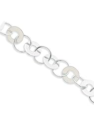 7.5"" Thick/Thin Sterling Silver Polished Open Circle Bracelet