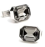 Black Royal Crystal and Sterling Silver Cufflinks w/ Jewelry Box
