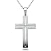 Men's Stainless Steel Cross Necklace with Diamond
