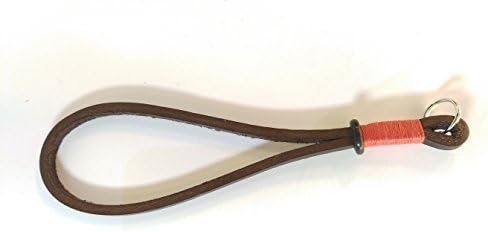 The Seneca Camera Strap, brown leather coral red wrap