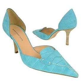 Borgo degli Ulivi Sky Blue Croco-embossed Leather d'Orsay Pump Shoes