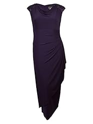 Beaded  Cowl Neck Jersey/Polyester/Spandex  Dress With Ruffles