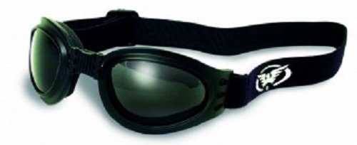 Adventure Folding Motorcycle Goggles with Black Frames and Smoke Lenses