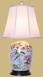 Formal Fine Quality Asian & Oriental Home D&eacute;cor - 28" Large Porcelain Lily Ginger Jar Table Lamp