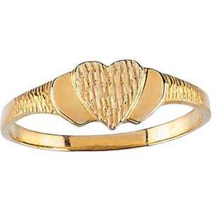 14K Yellow Gold Teen Heart Signet Ring