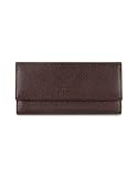 Forzieri Women's Pebble Italian Leather Clutch Wallet Dark Brown