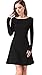 Honeykoko Women's Casual slim fit Dress long Sleeve Solid Flare A-line Dresses