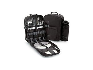 Sagaform Picnic Black Canvas Picnic Backpack 4-person