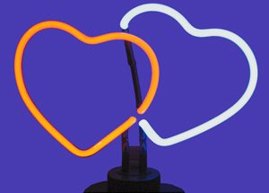 Double Hearts Sculpture Neon Sign