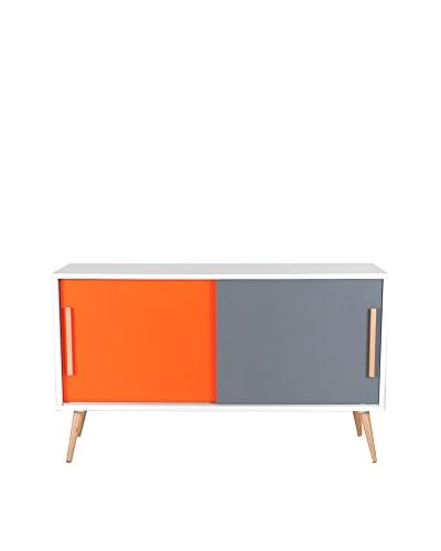 Design Twist Office Buffet In Mdf Lucidato Opaco Bianco/Antracite/Arancione