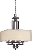 Nuvo Lighting 60/4386 Four Light Melanie Pendant with Beige Linen Shade with Gold Sheer Outer Shade, Corvo Bronze