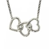 New Sterling Silver Intertwined Hearts Necklace 18 Inch