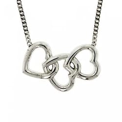 Intertwined 3 Heart Pendant on Cuban Link Necklace- Sterling Silver 925
