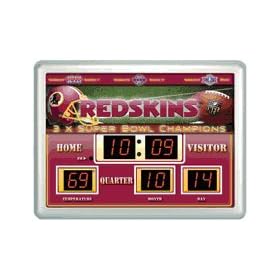 Washington Redskins 14 x 19 LED Scoreboard Clock and Thermometer