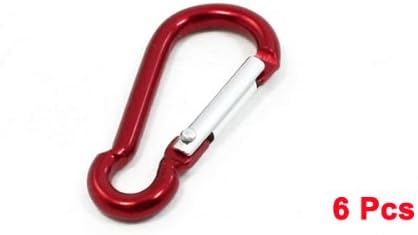 4cm Length Outdoor Hiking Red Spring Clip Lock Carabiner Hook 6 Pcs