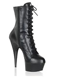 Sexy Leather Platform Ankle High Lace Up Boots - 9