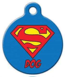 Dog Tag Art Custom Pet ID Tag for Dogs - Super Dog - Large - 1.25 inch