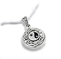 Celtic Knot and Yin Yang Symbol - Flowing Sun Pendant and 18" Chain Necklace in Sterling Silver