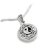 Celtic Knot and Yin Yang Symbol - Flowing Sun Pendant and 18" Chain Necklace in Sterling Silver