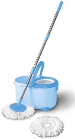 Dual function wash and dry hand press Magic Spin Mop - Blue color