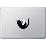 Cat Hanging - Laptop Decal - Copyright &copy; 2014 - Yadda-Yadda Design Co. (3.5"w x 3"h) (BLACK)