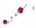 316l Surgical Steel 14g Red Crystal Fancy Rose Double Dangle Navel Belly Ring Barbell 7/16
