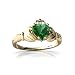 14K Yellow Gold Heart Created Emerald Celtic Claddagh Ring