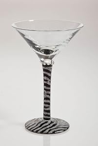 Handpainted Frosted Martini Glass, Zebra