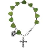 Sterling Silver Jade Heart Rosary Bracelet