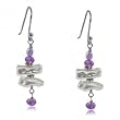 Purple / White Freshwater Pearl & Amethyst Dangle Earrings in Sterling Silver