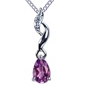 Pendentif - A79TN080336AMWG - Colgante de mujer de oro blanco (9k) con diamantes y amatistas, 45 cm