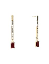 Genuine Ruby 14kt Yellow Gold Dangle Drop Earrings