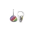 14K White Gold Multi-Color Sapphire and Diamond Earrings