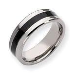 Titanium Black Enameled 8mm Polished Band Ring - Size 7