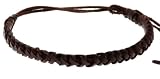 Image of Mens Womens Real Leather Plaited Wristband Bracelet - P