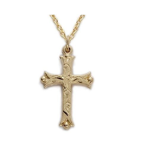 14K Gold Filled Engraved and Budded Ends Cross 